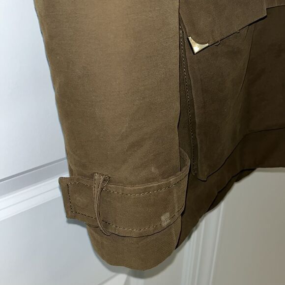 ZARA Trafaluc Outerwear Parka Sherpa Lined w/ Fake Fur Trim Hood M Russian Spy - Picture 5 of 10